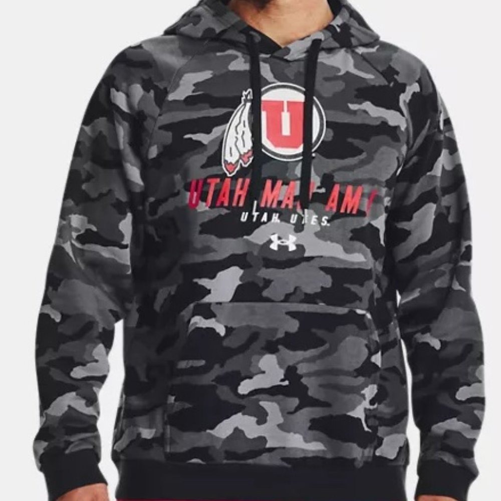Under Armour Utah Utes Camo Hoodie Utah Man Am I Grey Black XL 5119657-001